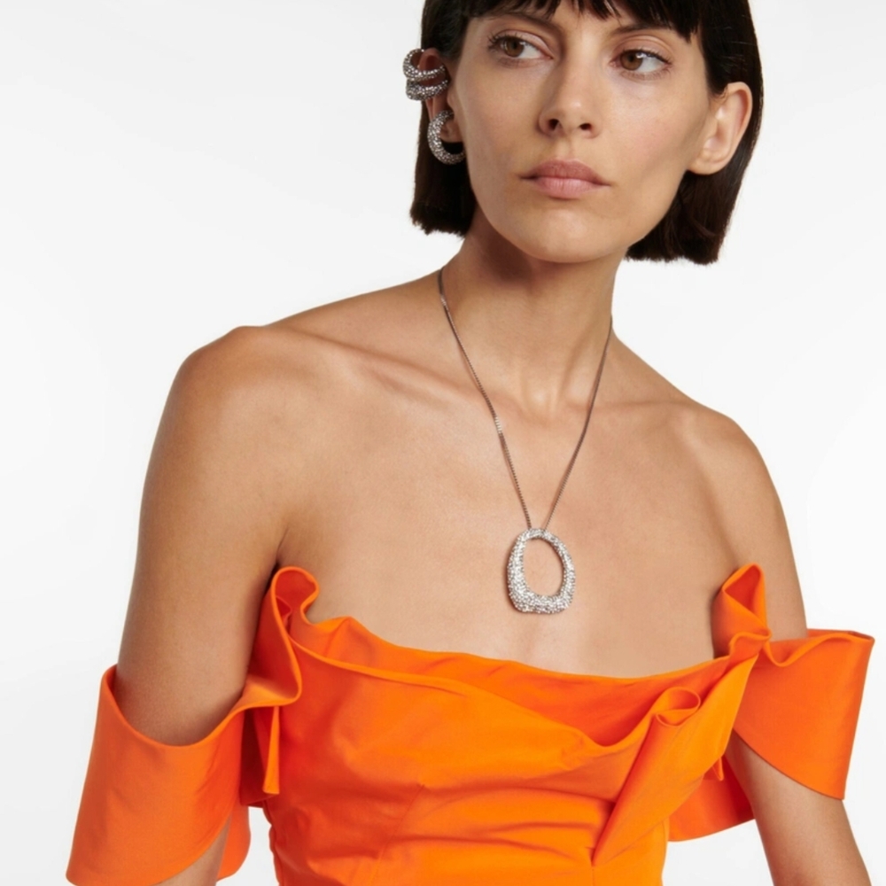 Alexander McQueen Silver Swarovski Crystal Pendant Necklace, $1,290 NWT